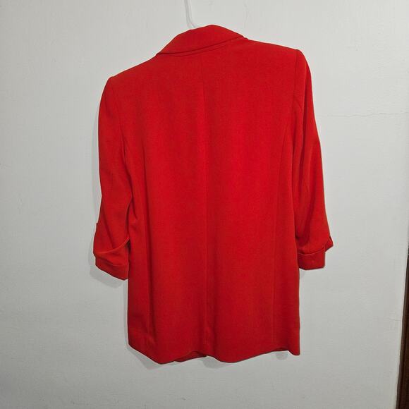 Zara Open Front Red Blazer with Rolled up Sleeves. Size Small. - Picture 2 of 6